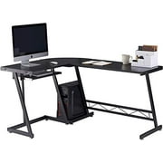 Homemark Computer Desk L Shaped Coner Gaming Desks 58" Reversible Modern Simple Design with Keyboard Tray, Extra Large Desk Space for Home Office and Student Writing Gaming Desktop Table (Black)