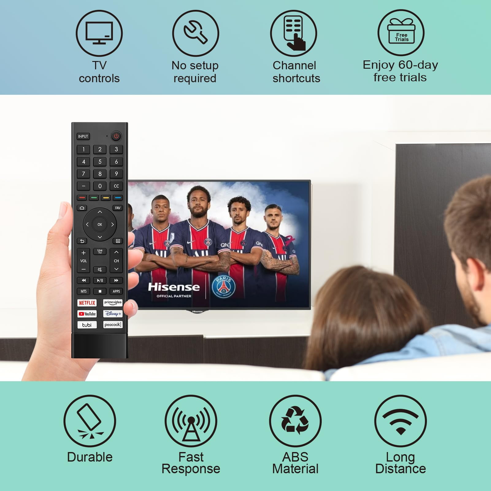 for Hisense TV Remote Replacement, for Hisense Universal Remote, for Hisense Google、Android 4K UHD Series Smart TV