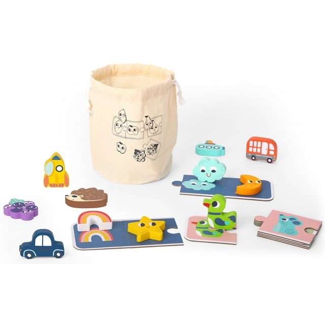 TOOKYLAND Memory Touch Recognition Game - 33pcs - 2-4 Players Wooden Toy Set, Ages 3+
