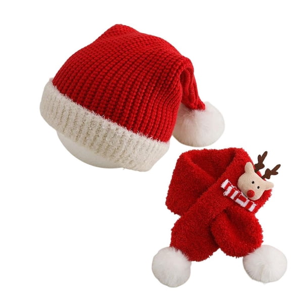 Childrens Christmas Hats and Scarf Set Reindeer Warm Scarf
