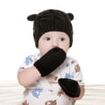 thumbnail image 2 of Gorro de invierno para bebé, gorro de lana con orejas pequeñas, guantes, conjunto de dos piezas con protección para las orejas y forro cálido, 2 of 6