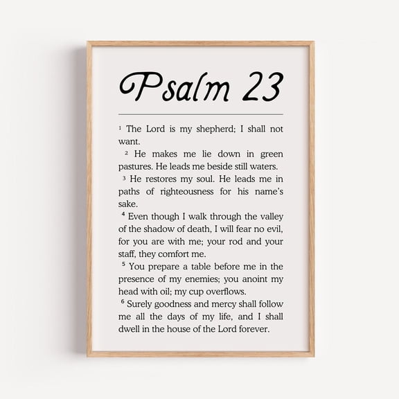 Psalm 23 Scripture Print: Minimalist Christian Wall Art Home Decor Office Wall Art