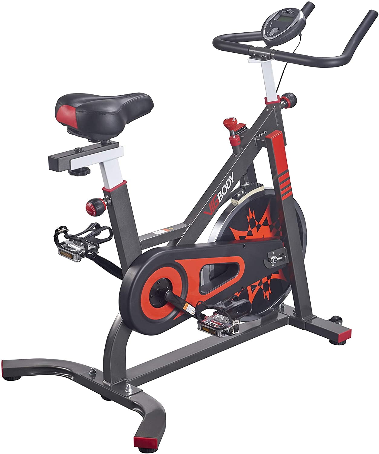 VIGBODY Exercise Bike Indoor Cycling Bicycle Stationary Bikes Cardio Workout Machine Upright Bike Belt Drive Home Gym 