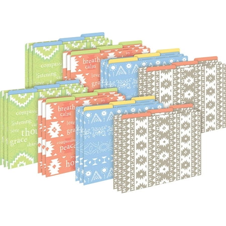 UPC: 0704068038769 | Barker Creek Designer File Folders Set of 24  Thoughtfulness  1/3 Cut Tabs  6 Each of 4 Beautiful Designs in Calming Colors  Fully Reversible  Total of 24 Letter-Size File Folders (3876)