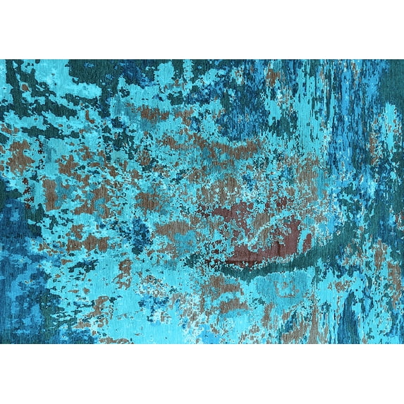 Ahgly Company Indoor Rectangle Oriental Light Blue Industrial Area Rugs, 7' x 9'