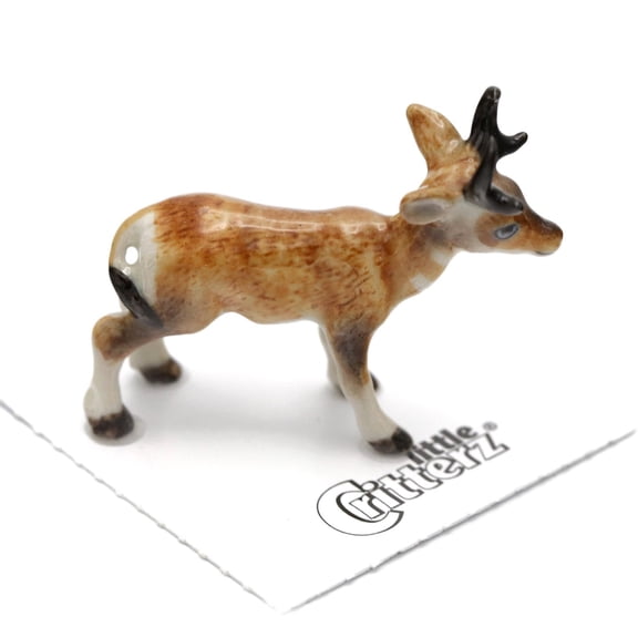 Little Critterz Pronghorn Antelope “Flash” Miniature Porcelain Figurine, Hand-Painted Collectible Wildlife Animal Statue, Prairie Home Décor Display Piece, Gift for Animal Lovers