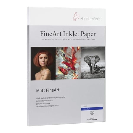 Hahnemuhle Matte Photo Rag 100 % Rag Smooth Bright White Inkjet Paper 19 mil. 308 g/mA 8.5x11"" 25 Sheets