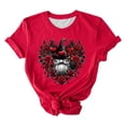 thumbnail image 2 of Viikei Tops for Women 2025,Ladies' Valentine's Day Printed Casual Pullover Round Neck Short Sleeved Top Red S, 2 of 5