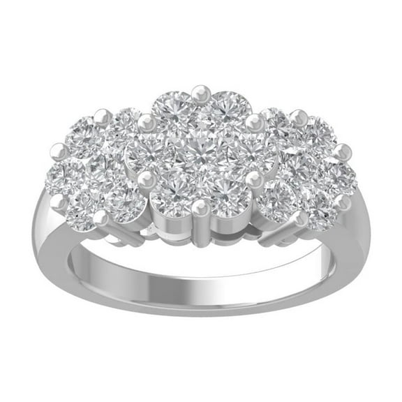 ARAIYA FINE JEWELRY 925 Sterling Silver Round-shape Diamond Composite Ring (2 cttw, I2-I3 Clarity, I-J Color) Size 6