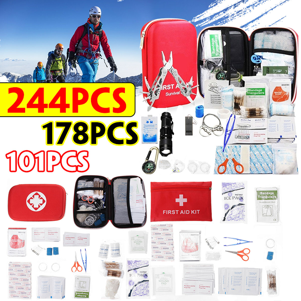 Outdoor First Aid Kit Emergency Bag Survival Travel Hiking Adventures Rescue