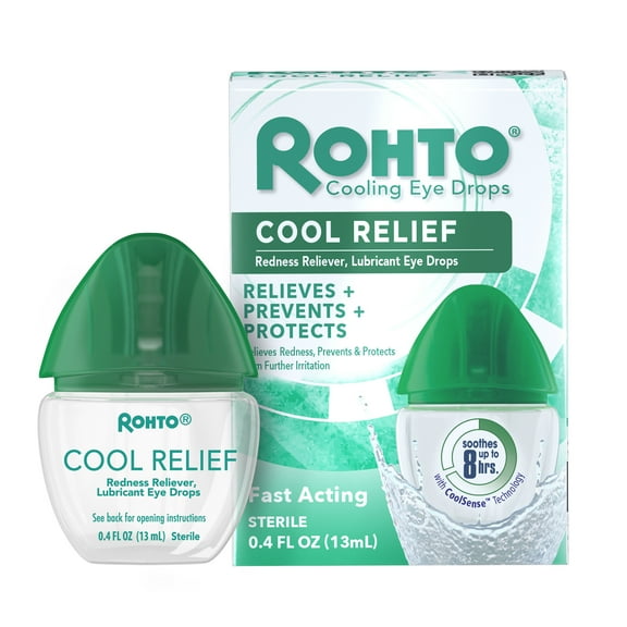 Rohto Cool Relief, Redness Reliever Lubricant Eye Drops, 0.4 fl oz Bottle