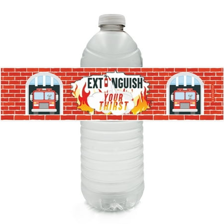 - Firefighter Party Water Bottle Labels 24ct - Fireman Fire Truck Birthday Party Supplies Fire Extinguisher Party Favors Decorations - 24 Count Sticker Labels
