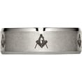 thumbnail image 3 of Titanium Brushed/Polished Masonic Laser Design 8mm Beveled Edge Band (Size 7) Made In China tb115m-7, 3 of 5