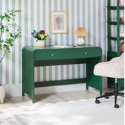 Walker Edison Modern Curve Design Writing Desk with Drawer, Green