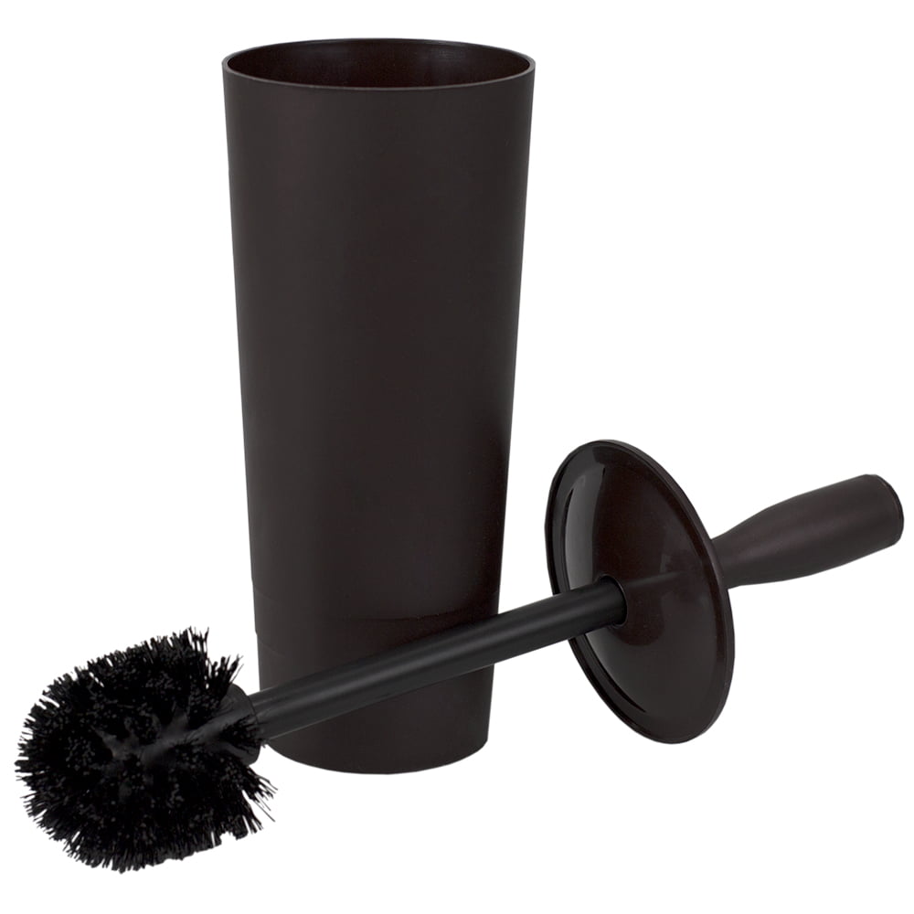Home Basics Plastic Tapered Toilet Brush And Holder 4x15 Inches Brown 