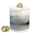 thumbnail image 1 of Moon Piggy Bank, Misty Air in the Ocean Monochrome Picture with Full Moon Natural Imagery, Ceramic Coin Bank Money Box for Cash Saving, 3.6" X 3.2", Black Pale Grey White, by Ambesonne, 1 of 4