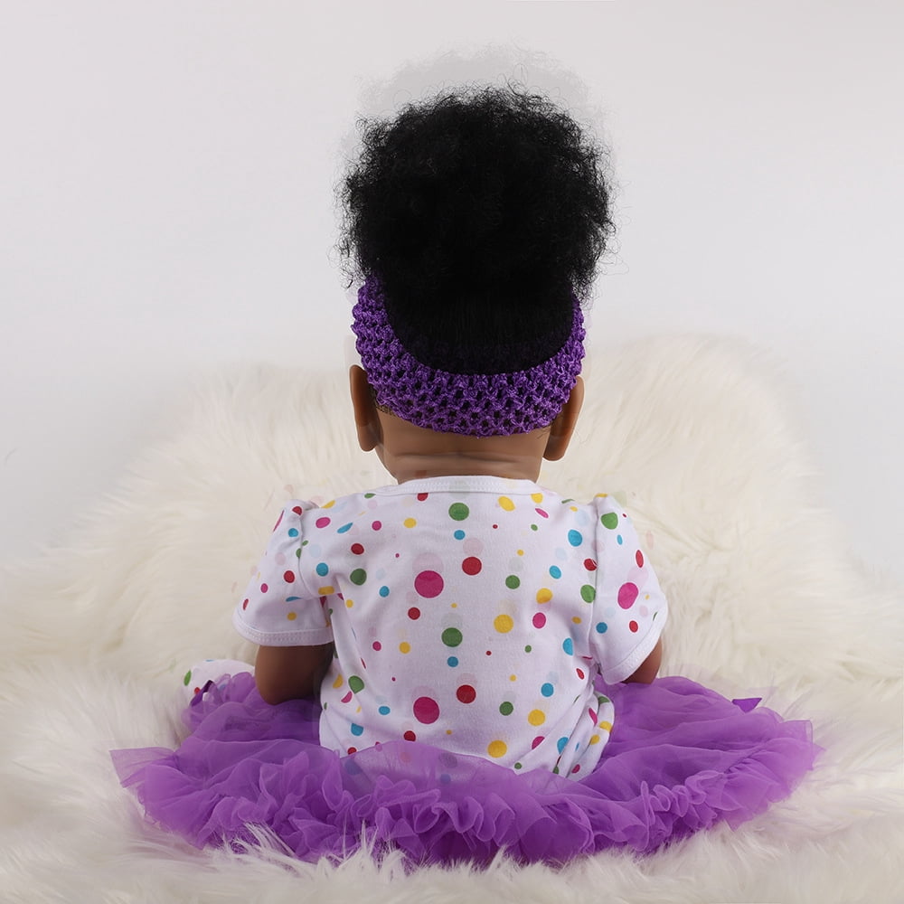 22 Inch African American Reborn Baby Doll, Realistic Black Newborn Baby Doll (No Accessories) for Kids Age 3+