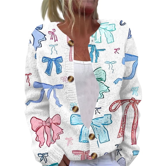 Valentine's Day White Cardigan Sweater for Women Long Sleeve Black Cardigan for Women Lightweight Open Front Shrug Cardigan Love Heart print Dressy Casual Cute Kimono Cardigan