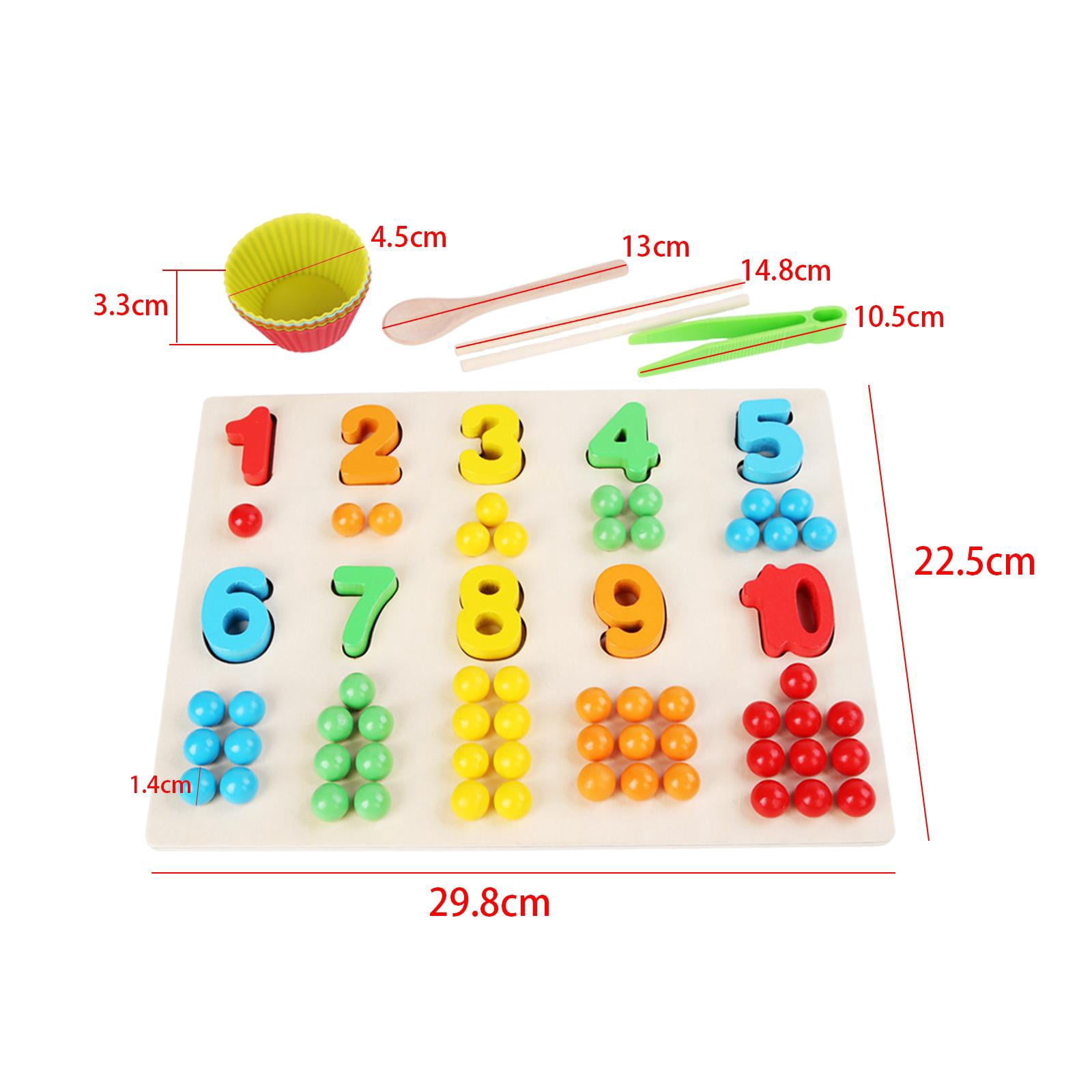 LeeQinersw Brightcolor Wooden Board Beads Game Number Puzzle Montessori Preschool Education
