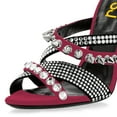 thumbnail image 2 of FSJ Women Rivets Studded Crisscross Straps Sandals with Rhinestones Open Toe Zipper Stiletto High Heels Sexy Cocktail Party Dressy Shoes Size 6 Dark Pink, 2 of 4