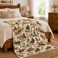 thumbnail image 6 of Western Frontier Cowboys decorative motif Ranch Scene autumn celebration, Warm Flannel Blanket for Ranch House and Living Room, Festive autumn celebration Scene, Rustic Home Decor, 6 of 7