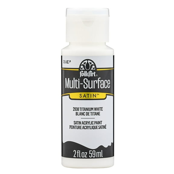 FolkArt Multi-Surface Acrylic Craft Paint, Satin Finish, Titanium White, 2 fl oz