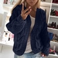 thumbnail image 2 of SuTry Womens Tops Slim Cropped Cardigan Fall Winter Soft Knit Long Sleeve Solid Color Casual Fashion Outerwear Sweater(Navy#1,S), 2 of 6