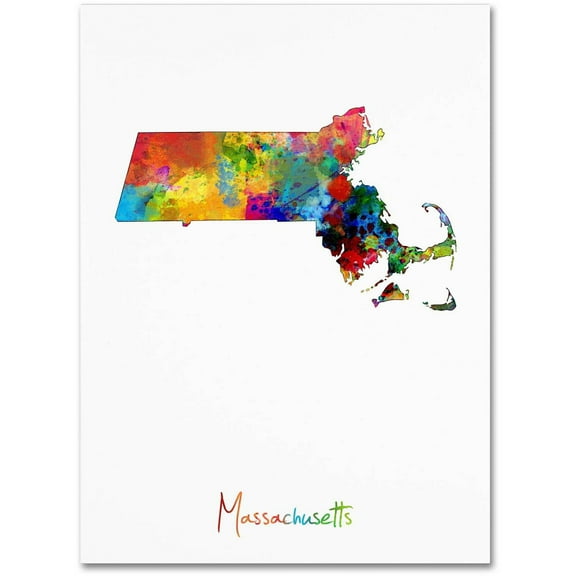 "Massachusetts Map" Canvas Art by Michael Tompsett