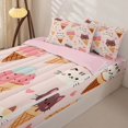 thumbnail image 3 of Manfei Ice Cream Cat Zipper Twin Comforter Sets with Fitted Sheet and 2 Pillowcases, Cartoon Love Heart Zipper Bedding Set, Pink, Pink Reversible, 4pcs, 3 of 7