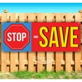 thumbnail image 1 of Stop & Save Stop Sign Red Background 13 oz Vinyl Banner With Metal Grommets, 1 of 4