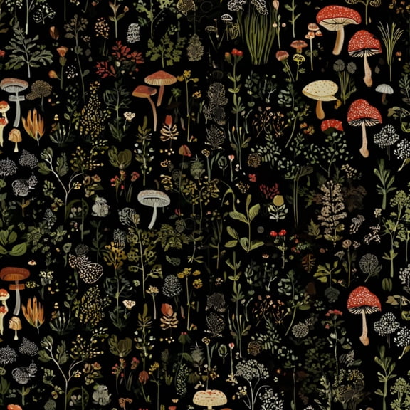 Peel and Stick Wallpaper 23.6in x 9.8ft Whimsical Mushroom Flower Vibrant Colors Dark Contact Paper Vinyl Waterproof Self Adhesive Wall Paper for Bedroom Shelf Cabinet Renter Friendly