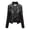 Black, variant on Women Solid Color Slim Fit Faux Leather Jacket Stand Collar Long Sleeve Pockets Zipper Placket Biker Coat Thin Style Outwear