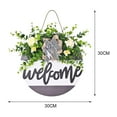 thumbnail image 3 of Letrero de bienvenida para puerta de entrada, corona de flores, hojas artificiales, guirnalda para boda, primavera Estilo 1, 3 of 8
