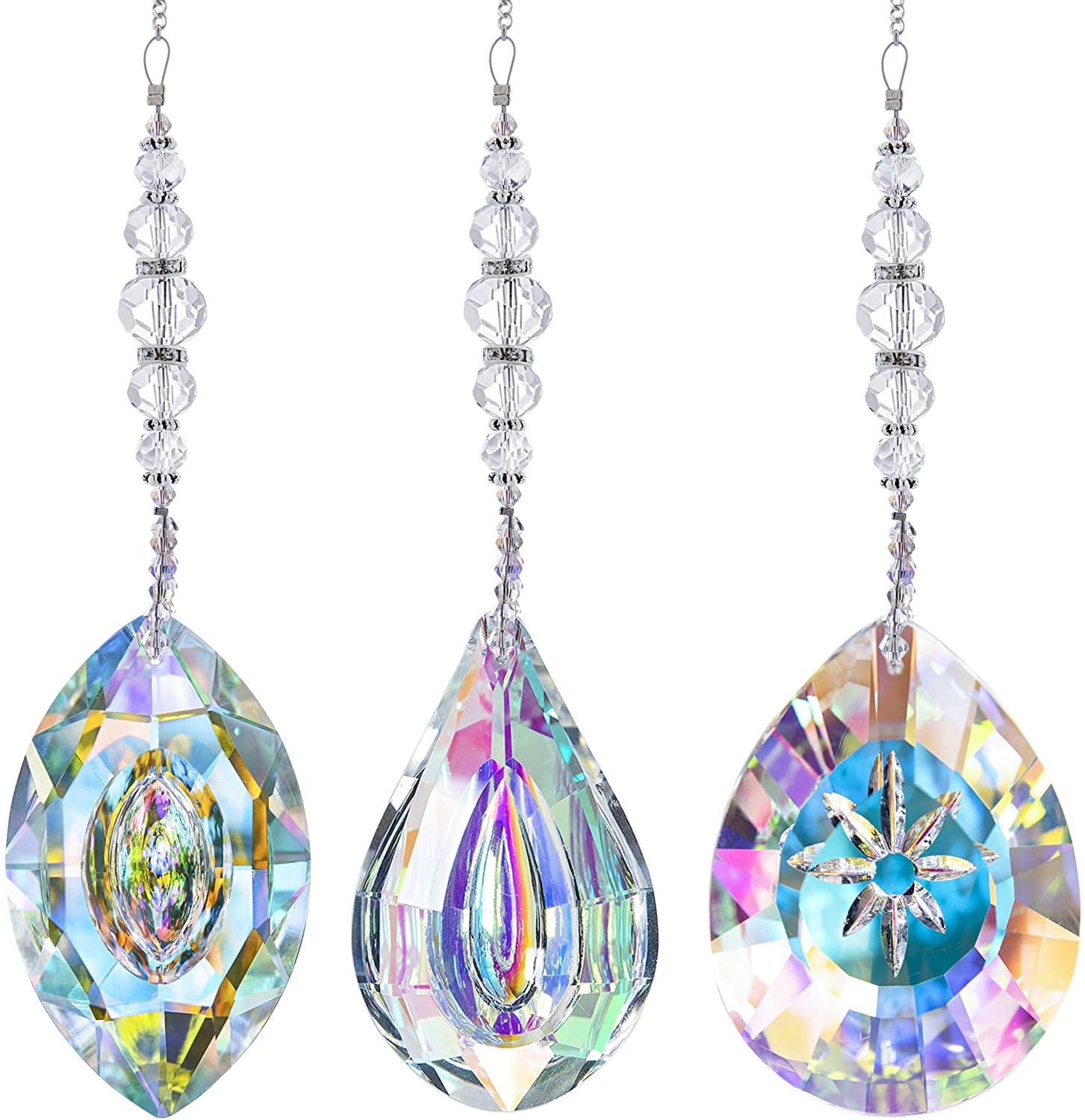 Crystal Chakra Suncatchers Angel Hanging Pendant Prism Windows Decorations Christmas Pack of 3 