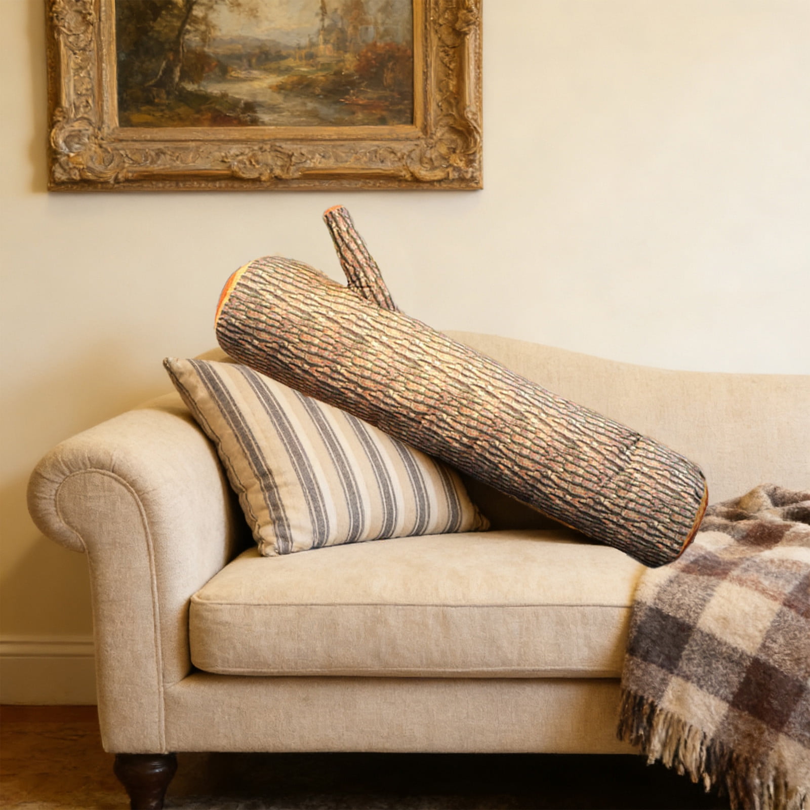 JGJJUGN Lifelike Tree Stump Body Pillow, Faux Wood Log Bolster Pillow, Realistic Wood Grain Decorative Cushion, Soft Supportive Pillow for Couch, Home Decor, 90cm