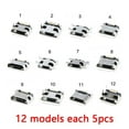 thumbnail image 2 of Conector hembra micro USB, apto para reparaciones electrónicas o proyectos de bricolaje. 12 modelos cada 5 piezas, 2 of 6