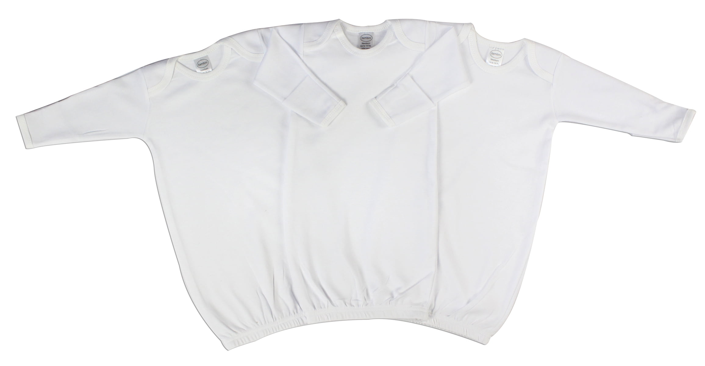 Bambini White Sleep Gowns, 3pk (Baby Boys Or Baby Girls, Unisex)