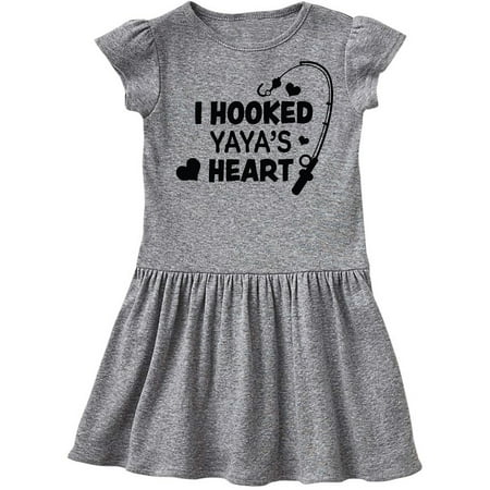 

Inktastic I Hooked Yayas Heart with Fishing Rod Gift Toddler Girl Dress