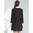 thumbnail image 4 of Vestido a cuadros vintage casual holgado con cuello en contraste de media tapeta para mujer Negro M, 4 of 5