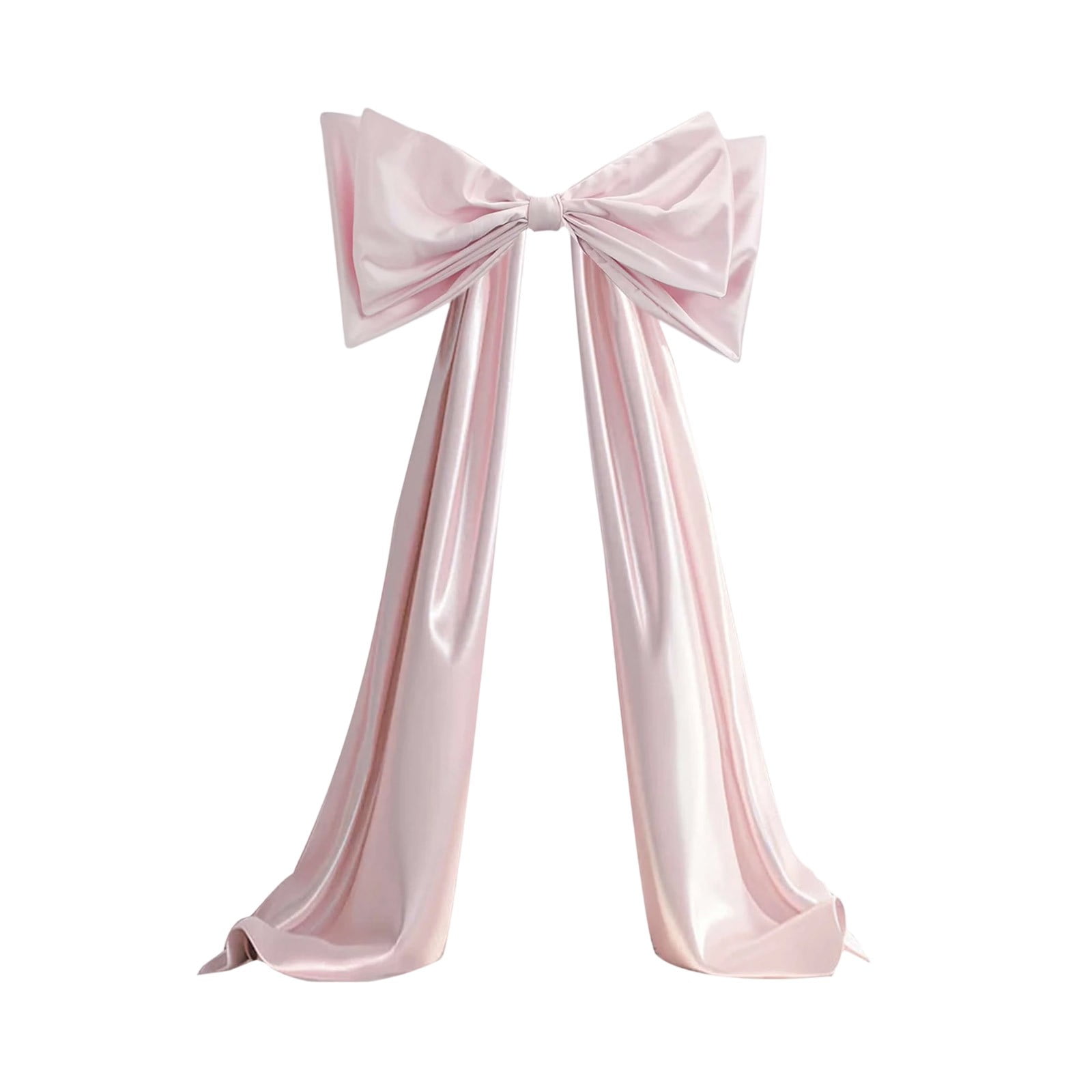 1PC Giant Pink Satin Decorative Bow with Long Tails, Large Backdrop Bow for Valentine's Day, Wedding, Engagement & Room Party Decor