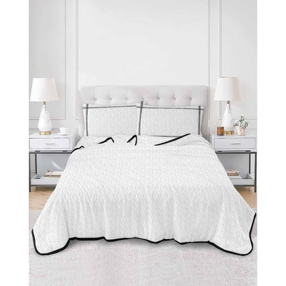 Quilts Twin Size, Pure White Soft Comforter Bedding Set for Bed, Simple Solid Color Lightweight Quilted Bedspread with Pillow Cover(2 Pieces) for All Season, 68x86 Inch