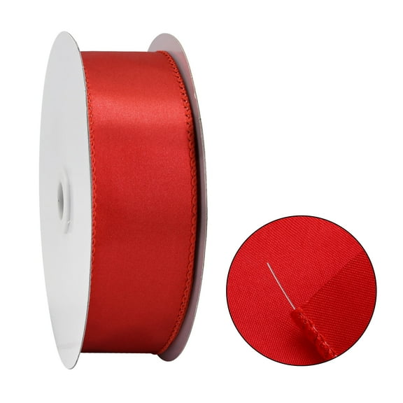 Red Wired Satin Ribbon, 1-1/2 Inch x 25 Yards Ideal for Christmas Tree Decor, Gift Wrapping,Weddings, Parties, Hair Accessories & Wreaths​