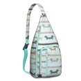 thumbnail image 1 of Floral Bone Sling Backpack - Whimsical Dog Lover Design, Fashionable Crossbody Pack for Travel, 1 of 4
