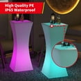 thumbnail image 3 of Puremind Table de Cocktail Lumineuse Rechargeable à DEL pour Bar avec Télécommande, Meuble Lumineux Rechargeable à 16 Couleurs RVB Changeant, Taille Fine avec Courbes, Table d'Appoint de Patio, Colonne Carrée, 3 of 7