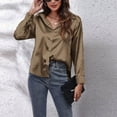 thumbnail image 3 of Hesxuno Button Down Shirts For Women Trendy Soft Satin Silk Solid Shirt Loose Comfy Turndown Collar Long Sleeve Blouses Ladies Casual Tops, 3 of 6