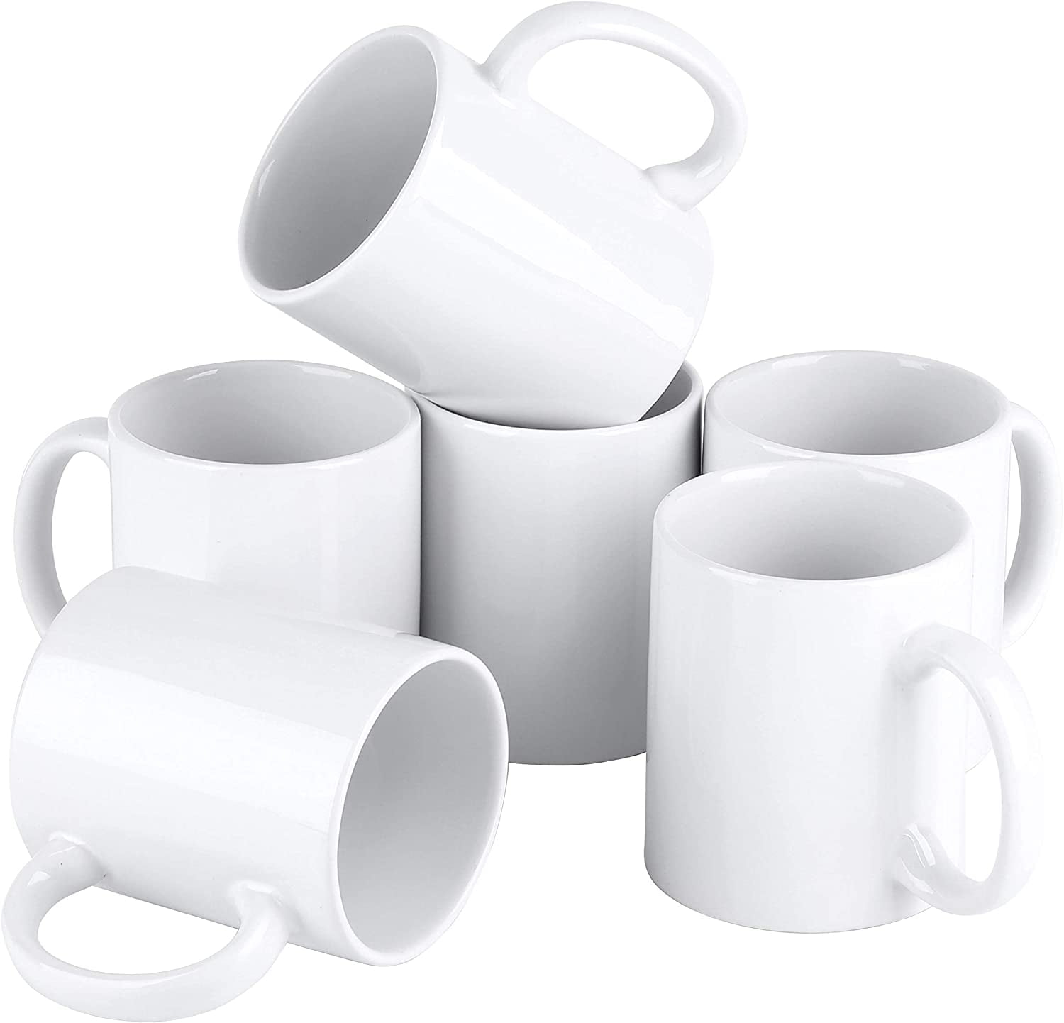 Cutiset 11 Ounce Ceramic Plain White Mugs,White Ceramic Mug,Sublimation  Mugs, Bulk Mugs,Set of 6