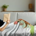 thumbnail image 3 of Cartoon Soft Flannel Fleece Throw Blanket, Cub Playing with Butterflies in the Meadow Joyful Lively Baby Tiger Cat, Cozy Plush for Indoor and Outdoor Use, 50" x 70", Orange Cream Green, by Ambesonne, 3 of 5
