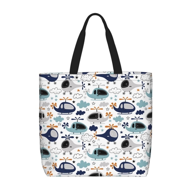 Balery Cartoon Helicopters Bolsa de Mano para Mujeres con Cremallera, Bolsa de Gimnasio con Compartimentos, Bolsa para Laptop, Bolsa para Trabajo