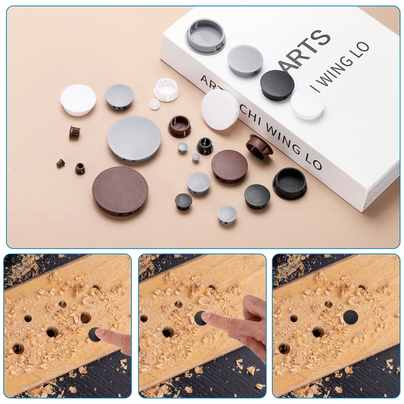 Unique Bargains Durable Plastic Hole Plugs for Furniture Applications Dark Brown 1/2"
