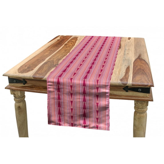 Abstract Table Runner, Blended Pink Toned Colors Flowing Triangles Inspired Design Repeating Pattern, Dining Room Kitchen Rectangular Runner, 3 Sizes, by Ambesonne